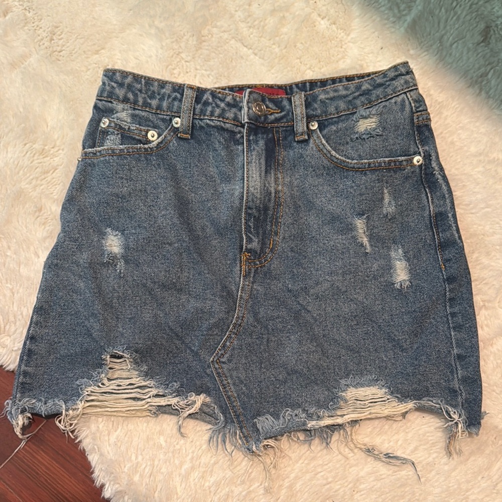Signature8 Blue Denim Skirt with Red Label